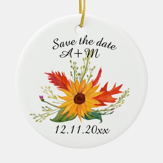 Save The date Custom Fall Art  Ornament (Front)