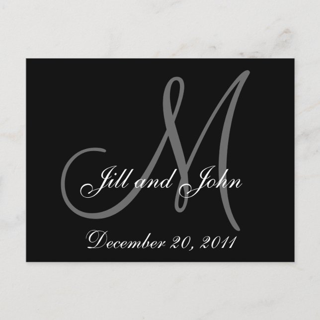 Save the Date Custom Monogram Postcards (Front)