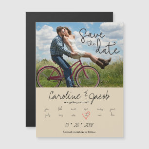 Save the Date, Custom Photo, Modern Script, Heart Magnetic Invitation