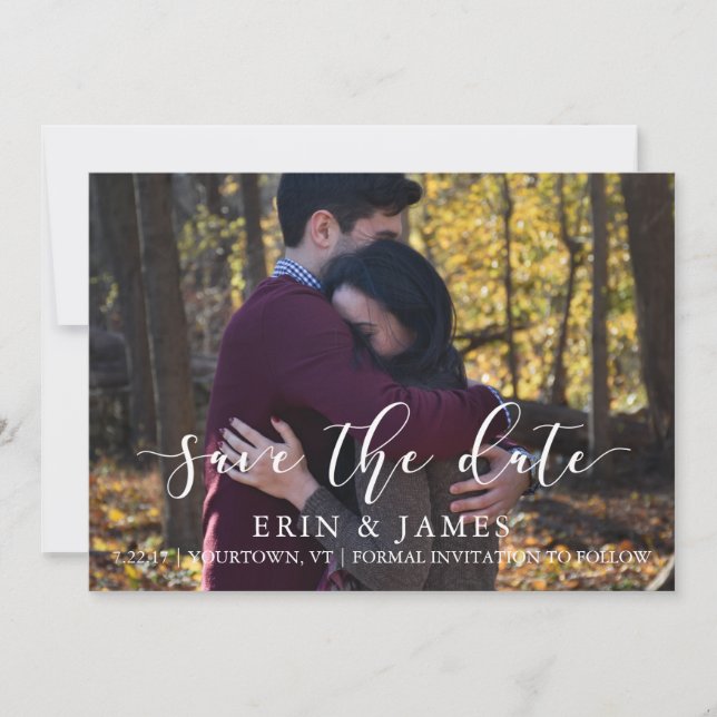Save the Date Custom Photo Script Elegant (Front)