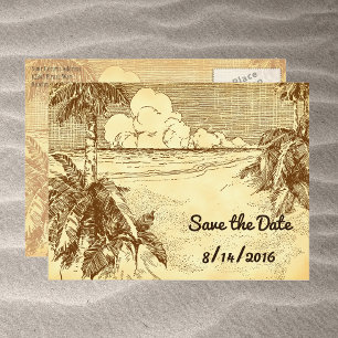 Save the Date Custom Vintage Beach Postcard