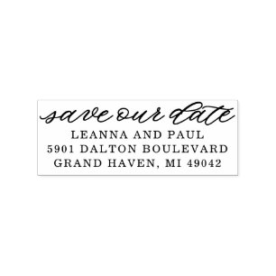 Save The Date Custom Wedding Return Address Rubber Stamp