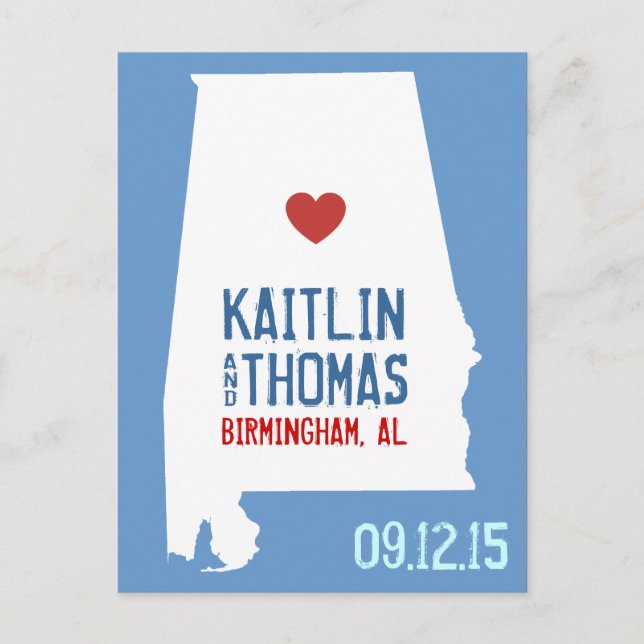 Save the Date - Customisable - Alabama Announcement Postcard (Front)
