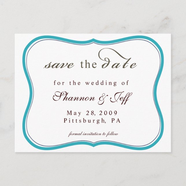 Save The Date, Customisable Announcement Postcard (Front)
