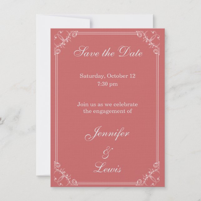 Save the Date Customisable Engagement Fancy Frame  (Front)