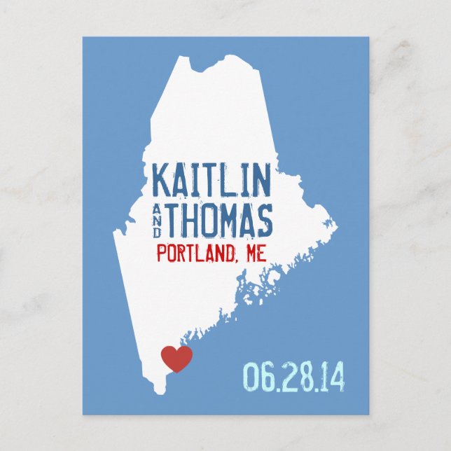 Save the Date - Customisable - Maine Announcement Postcard (Front)