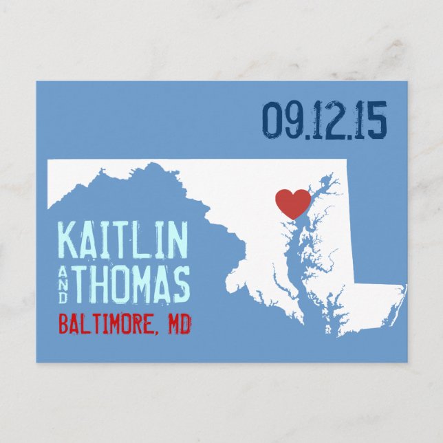 Save the Date - Customisable - Maryland Announcement Postcard (Front)