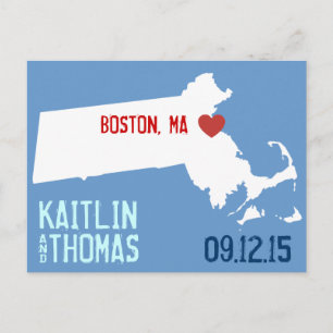 Save the Date - Customisable - Massachusetts Announcement Postcard