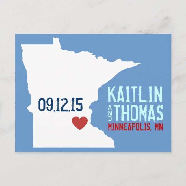 Save the Date - Customisable - Minnesota Announcement Postcard (Front)