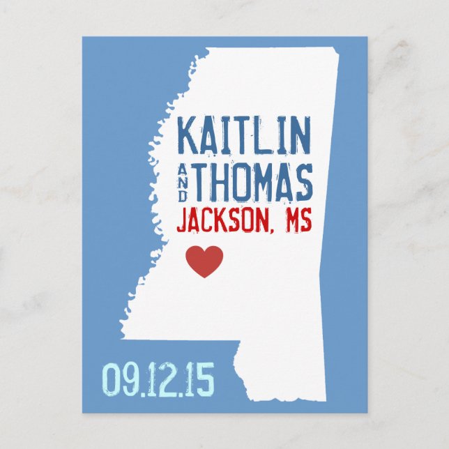 Save the Date - Customisable - Mississippi Announcement Postcard (Front)
