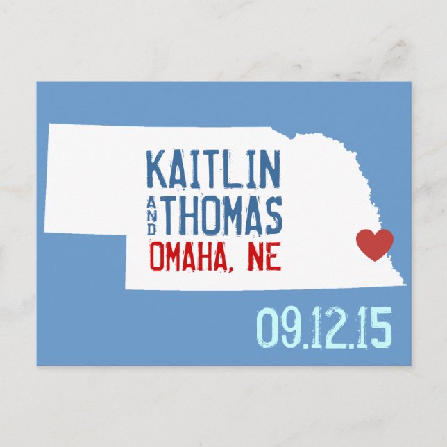 Save the Date - Customisable - Nebraska Announcement Postcard (Front)