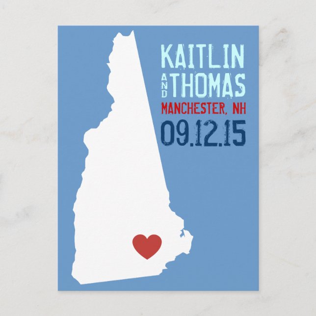 Save the Date - Customisable - New Hampshire Announcement Postcard (Front)