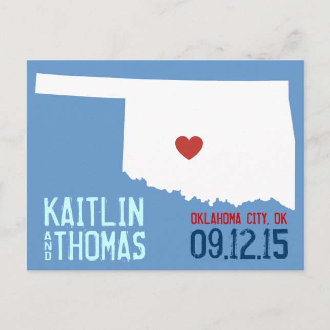 Save the Date - Customisable - Oklahoma Announcement Postcard (Front)