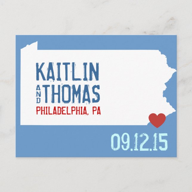 Save the Date - Customisable - Pennsylvania Announcement Postcard (Front)