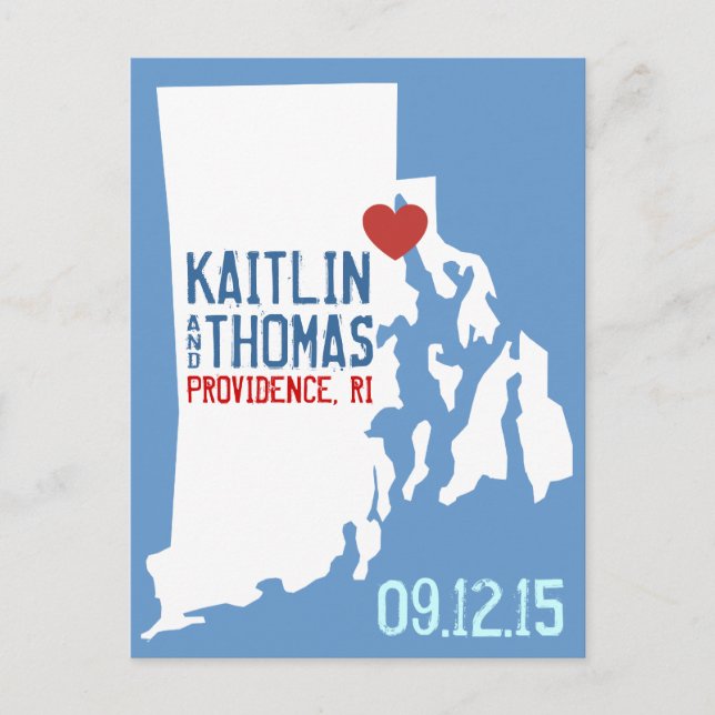Save the Date - Customisable - Rhode Island Announcement Postcard (Front)