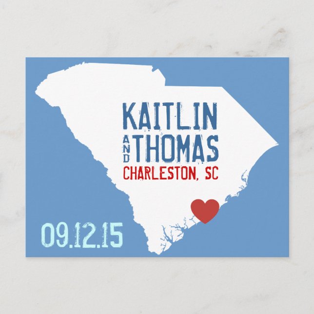 Save the Date - Customisable - South Carolina Announcement Postcard (Front)