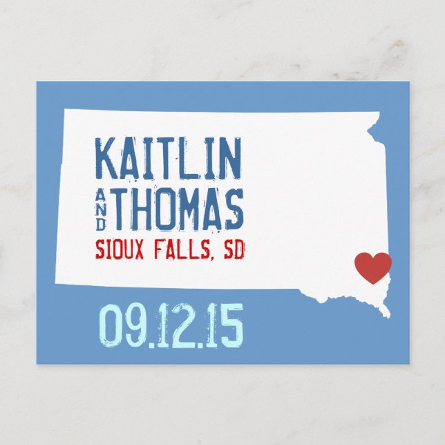 Save the Date - Customisable - South Dakota Announcement Postcard (Front)