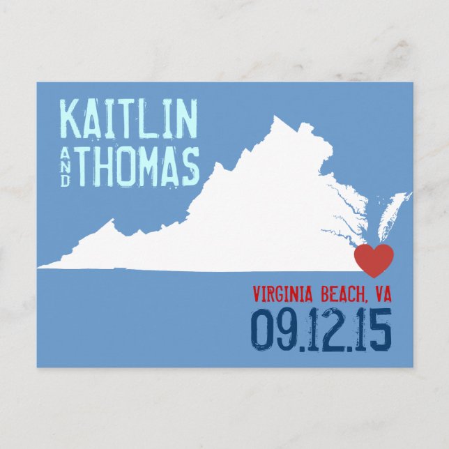 Save the Date - Customisable - Virginia Announcement Postcard (Front)