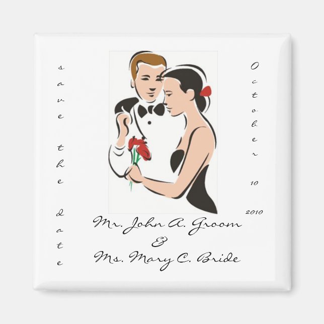 Save the Date Customisable Wedding Magnet (Front)