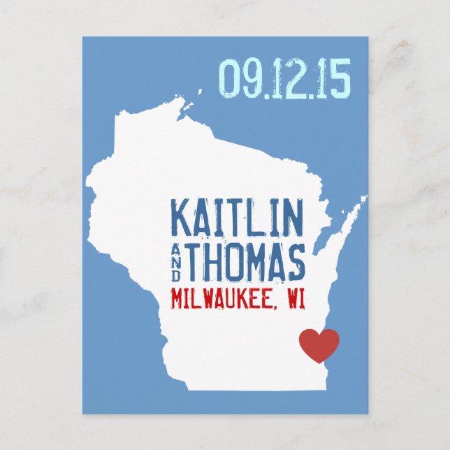 Save the Date - Customisable - Wisconsin Announcement Postcard (Front)