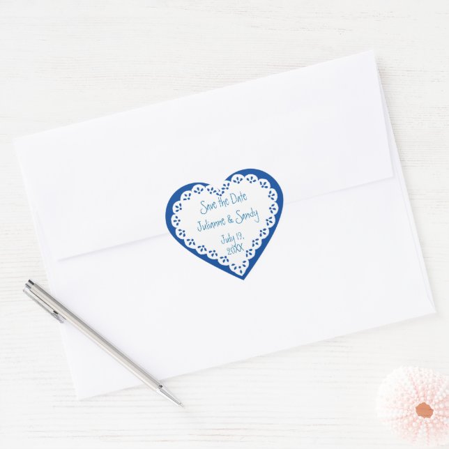 Save the Date Customise Flower  Heart Sticker (Envelope)