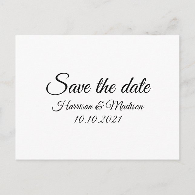 Save the Date, customise text Wedding Announcement Postcard (Front)