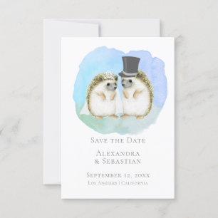 Save The Date Cute Hedgehog Couple Wedding