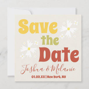 Save the Date Daisy Groovy Floral