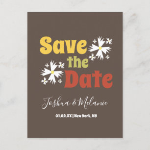 Save the Date Daisy Groovy Floral Postcard