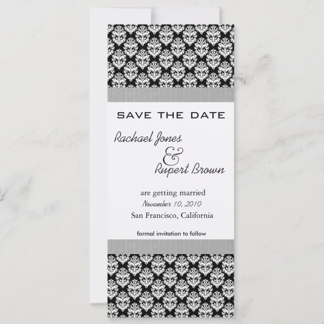 Save the Date -Damask BlackElegance Invitation (Front)