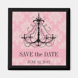 Save the Date Damask Chandelier Wedding Magnets