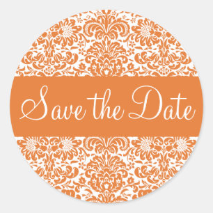 Save the Date Damask Envelope Sticker Seal