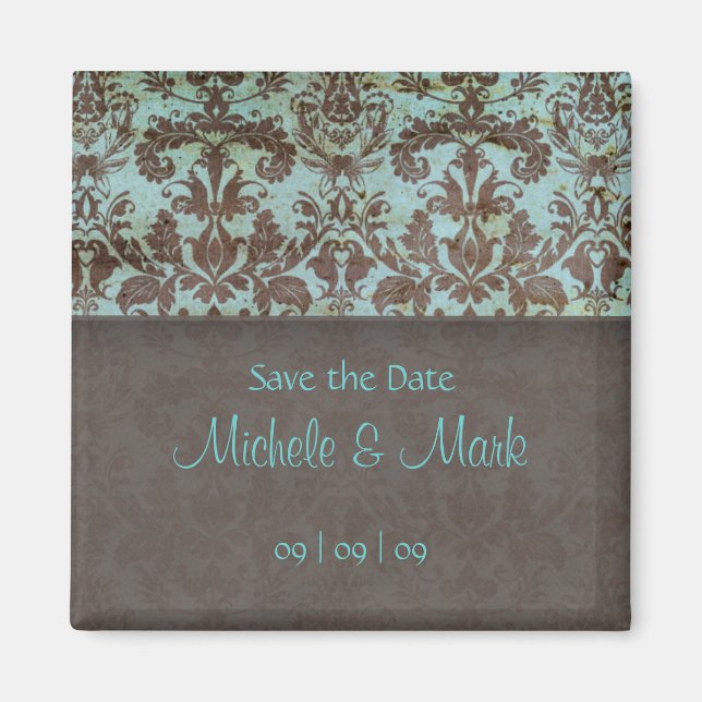 Save the Date Damask Magnet 2b (Front)