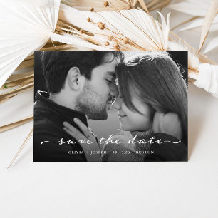 Save the Date   Delicate Script Photo and QR Code