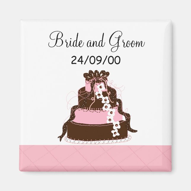 Save the Date Designer Cake Magnet (Front)