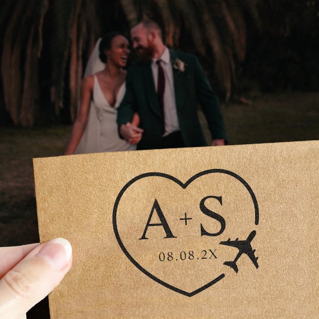 Save the Date Destination Aeroplane Travel Wedding Self-inking Stamp (Creator Uploaded)