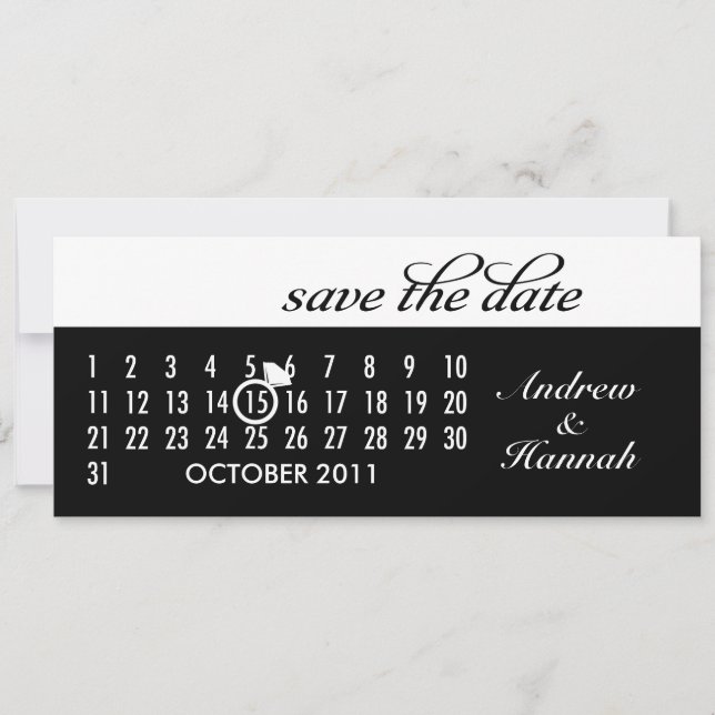 Save the Date Diamond Calendar Grid (black) (Front)