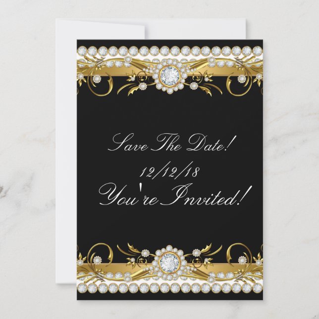 Save The Date Diamond Gold Black All Occasions (Front)