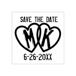 Save The Date DIY Wedding Hearts Rubber Stamp
