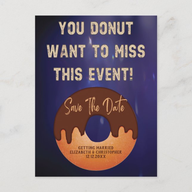Save The Date Doughnut Neon Event Wedding Postcard (Front)