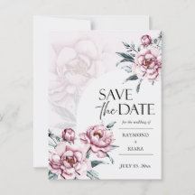 Save The Date Dusky Pink Peony Wedding Invitation