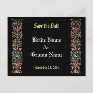 Save the Date Editable Mediaeval Illuminated Art Announcement Postcard