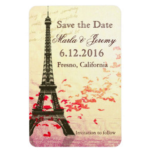 Save the Date Eiffel Tower style Magnet