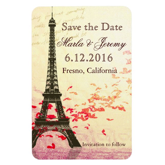 Save the Date Eiffel Tower style Magnet (Vertical)