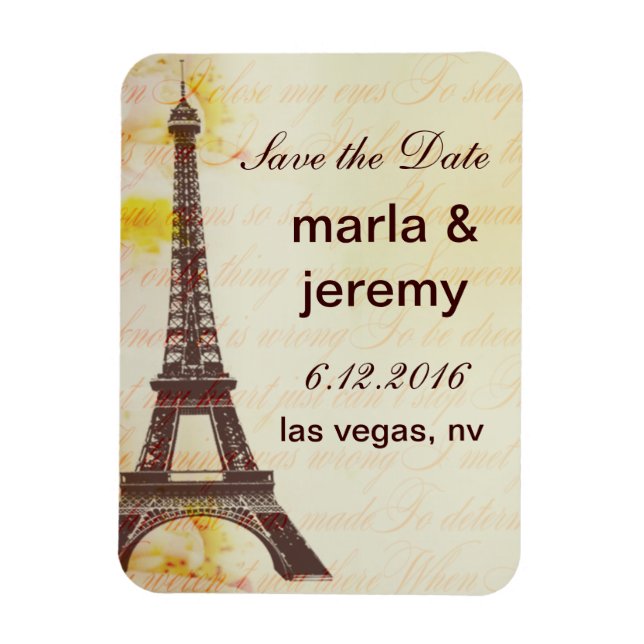 Save the Date Eiffel Tower style Magnet (Vertical)
