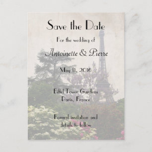 Save the Date, Eiffel Tower Theme Announcement Postcard