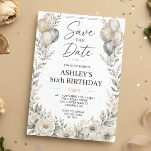 Save the Date Elegant 80th Birthday Invitation