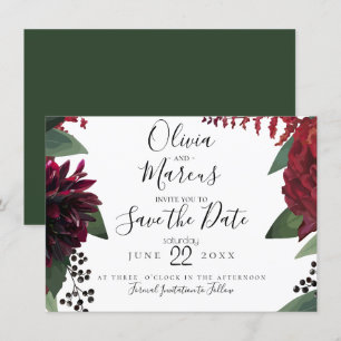 SAVE THE DATE Elegant Burgundy Marsala Floral Invitation