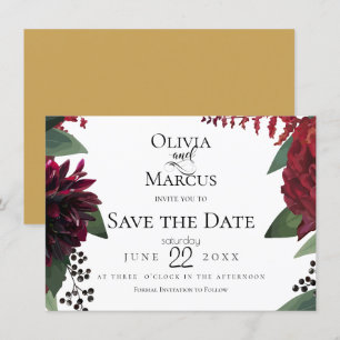 SAVE THE DATE Elegant Burgundy Marsala Floral Invitation