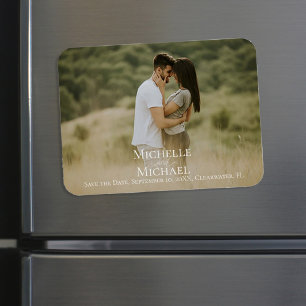 Save the date elegant calligraphy Wedding Photo Magnet